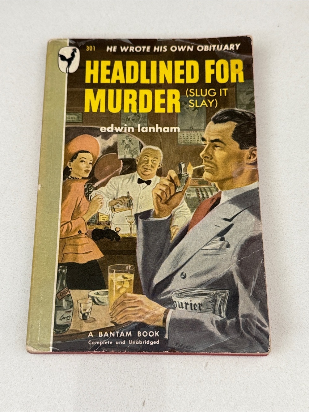 Vintage 1948 paperback - headlined for murder ( slug it slay ) - Edwin Lanham
